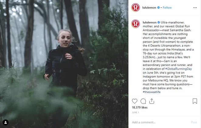 Top 5 Brand Ambassador Campaigns 3 lululemon instagram post